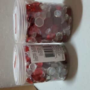 2 decorative glass bead fillers, red & white/clear, Celebrate It